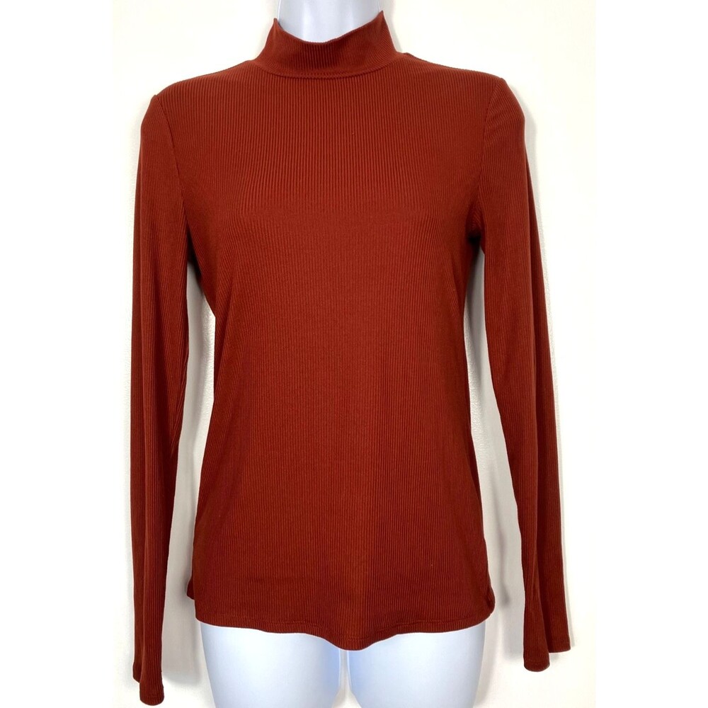 No Boundaries Jr Faux Turtleneck Ribbed Top Rust color Size M(7-9)